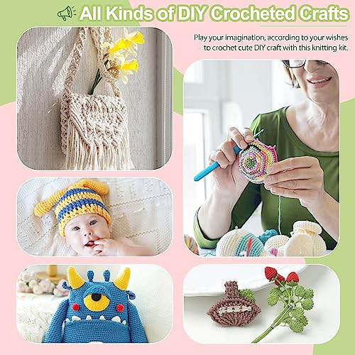 Katech Crochet Hooks Set with Crochet Case, 73-Piece Crochet Hooks Kit Ergonomic Aluminum Alloy Colorful Crochet Needles for Making Socks, Gloves, Bag, Hat, Sweater