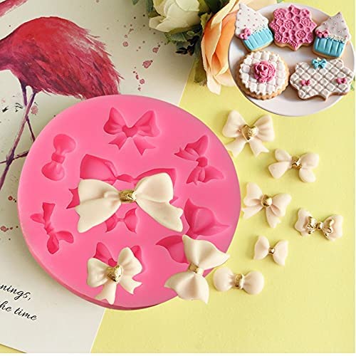 Flower Silicone Mold,7 Pack for Rose, Chocolate, Cake, Butterfly, Mini Bow, Cupcake, Jelly, Mini Muffins and Candy Making