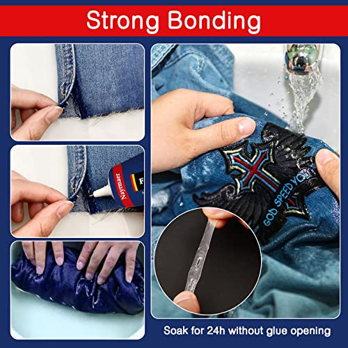 Fabric Glue, Permanent Clear Washable Clothing Glue for All Fabrics, Cotton, Flannel, Denim, Leather, Polyester, Doll Repair, 24 Hours Dry and Waterproof (Fabric Glue)