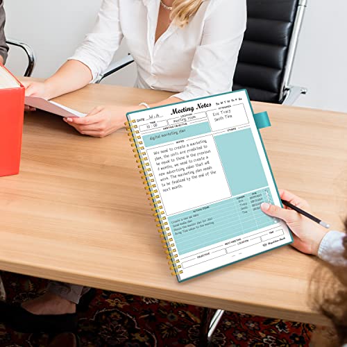 Regolden-Book Meeting Notebook for Work with Action Items, Project Planner Notebook for Note Taking, Office/Business Meeting Notes Agenda Organizer for Men & Women, 160 Pages (7”x10”), Teal
