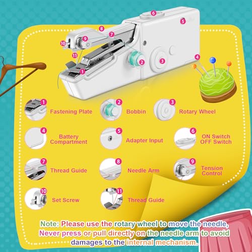 Handheld Sewing Machine with Accessories Kit,Mini Sewing Machine for Quick Stitching,Portable Sewing Machine Suitable for Home,Travel and DIY,Electric Handheld Sewing Machine for Beginners