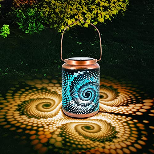 Mosaic Solar Lanterns Outdoor Bohemian Solar Lantern Outdoor Waterproof Blue Mosaic Table Light Turkish Moroccan Lamp Mosaic Decorations Yard Patio Table Decor for Garden