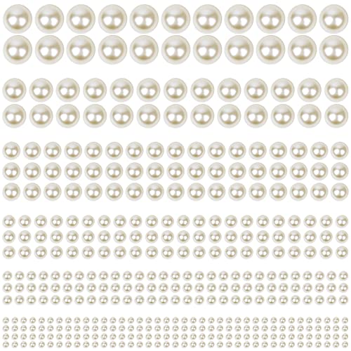 1980Pcs Self Adhesive Pearl Stickers, Shynek Pearls Sticker Gems for Hair, Face, Makeup, Eye, Nail, Crafts, Assorted Sizes