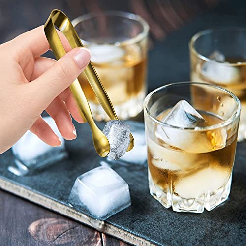 JCREN 12 Pcs Serving Tongs, Small Serving Utensils for Parties Catering Gold Tongs, Food-Grade 304 Stainless Steel Mini Serving Tongs Appetizer Tongs for Tea Party Coffee Bar, 4" Sugar Tongs - Gold
