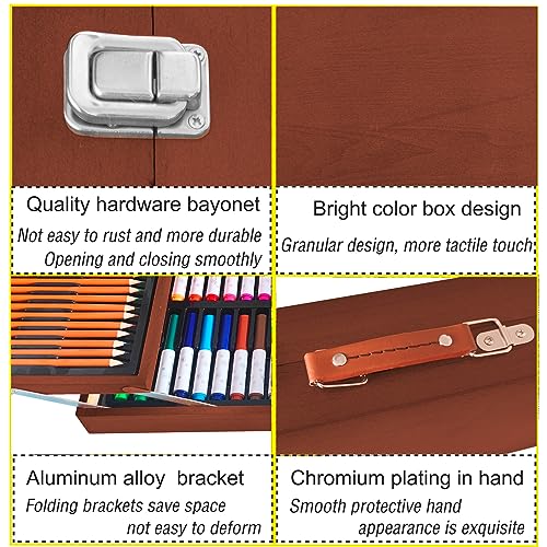 KINSPORY Art Gift for Kids, Art Supplies Case - 139 Piece Art Sets & Crafts Kit with Sketch Pads, Deluxe Wooden Box for Artist Beginners Girls Boys (Light Brown)