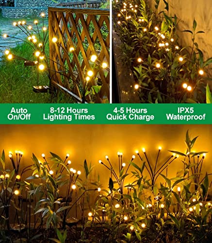 SIOTMERA 8 Counts Solar Lights Outdoor Waterproof IPX5, Solar Garden Lights, Firefly Garden Lights Solar Outdoor Lights, Christmas Lights Outdoor Decor, for Yard Patio Pathway Garden Decor