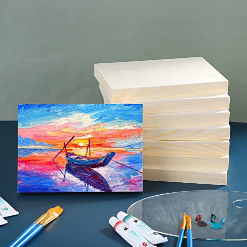 ADXCO 8 Pack Wood Panels 5 x 7 inch Wooden Canvas Board Unfinished Wooden Panel Boards for Painting, Arts, Pouring Use with Oils, Acrylics