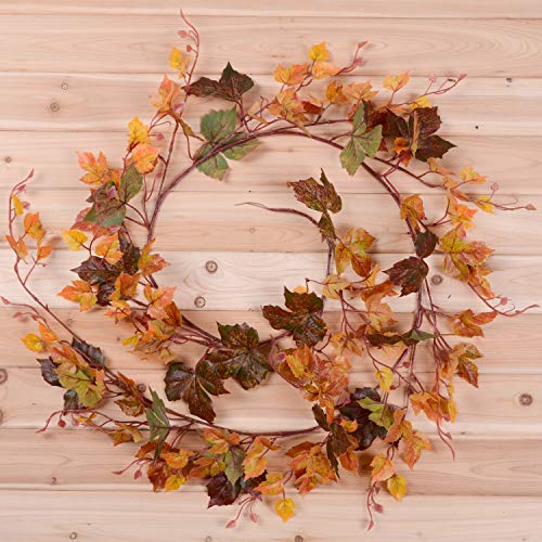 2 Pack Fall Maple Leaf Garland - 6.5ft/Piece Artificial Fall Foliage Garland Autumn Decoration for Home Wedding Halloween Party Thanksgiving