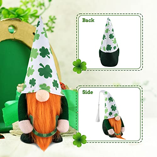 TSGEEG St. Patrick's Day Gnomes Decorations- 2 PCS Irish Leprechaun Plush Dolls Handmade Swedish Tomte for Home Table Ornament