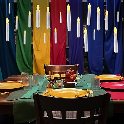 Set of 24 Flamelesss LED Taper Candles with Warm White Flickering Flame Light, Battery Operated Floating Candles, LED Taper Handheld Candlesticks for Church Party Halloween Decorations