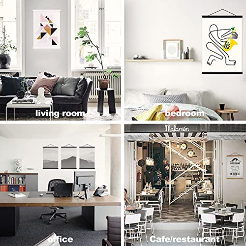 Ywlake Magnetic Poster Hanger, 8x10 8x20 8x11 Poster Frame Wood Wooden Magnet Print Posters Dowel Scroll Hanger Hangers Hanging Kit for Walls Map Canvas Artwork (Black, 8")