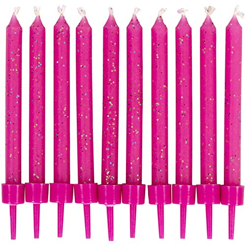 Wilton Birthday Glitter Candles - PINK (Set of 10)