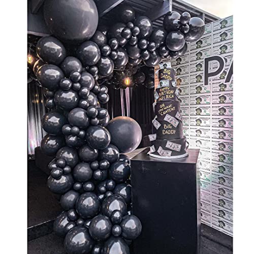 Bezente Black Balloons Latex Party Balloons - 100 Pack 12 inch Round Helium Balloons for Black Themed Wedding Graduation Anniversary Birthday Party Backdrop Decorations