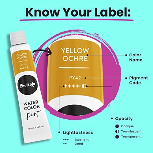 Chalkola Watercolor Paint Set for Adults, Kids, Beginner & Professional Artists - 36 Watercolor Tubes Set (12ml, 0.4oz), 10 Painting Brushes & 1 Palette | Vibrant Water Color Art Painting Supplies