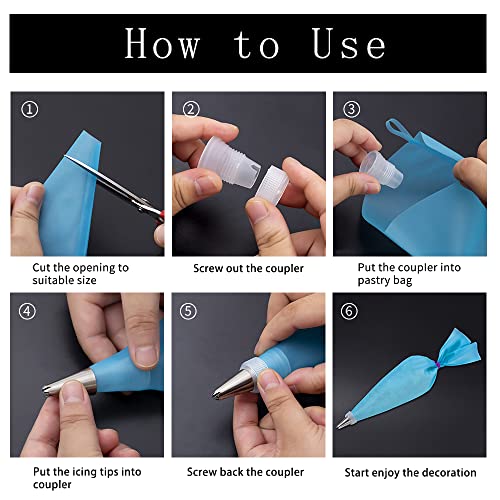 Wddeevoi Piping Bags and Tips Set, Cakes Decorating Kit Supplies with 2 Reusable Pastry Bags, 18 Frosting Tips, 2 Couplers, 2 Bag Ties, 3 Cake Scraper, Cake Decorating Tools for Cookie Icing