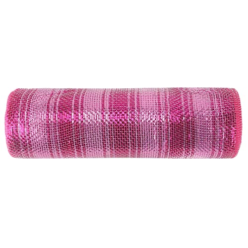MEEDEE Pink Deco Mesh 10 Inch Valentine Hot Pink Mesh Ribbon Fabric Mesh Roll Decorative Mesh Wreath Supplies for Valentine's Day Wreath Front Door Mesh Wreath (30 Feet)