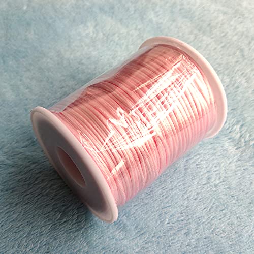 1.5mm Nylon Satin Cord Thread Beading String for Macrame Bracelets Chinese Knotting,Necklaces,Jewelry Making 109 Yards (Pink)
