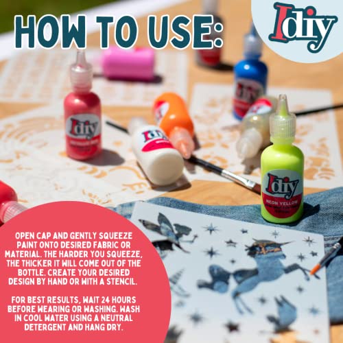 DIY Fabric Paints (8 GLITTER Colors)- 1oz bottles- Ultra Bright 3D Fabric T Shirt Clothing Soft Paint, Non-Toxic Water-Based, Washable, Permanent, Classroom, Kids Birthday Party Art Craft, Summer Camp