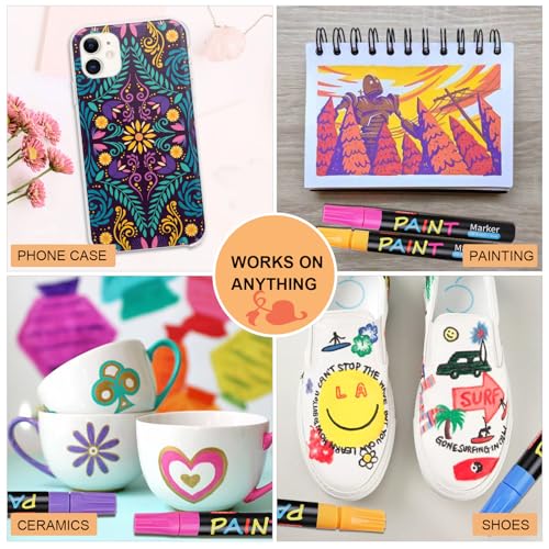 IVSUN Paint Pens Paint Markers, 20 Colors Oil-Based Waterproof Paint Marker Pen Set, Never Fade Quick Dry and Permanent, Works on Rocks Painting, Wood, Fabric, Plastic, Canvas, Glass, Mugs