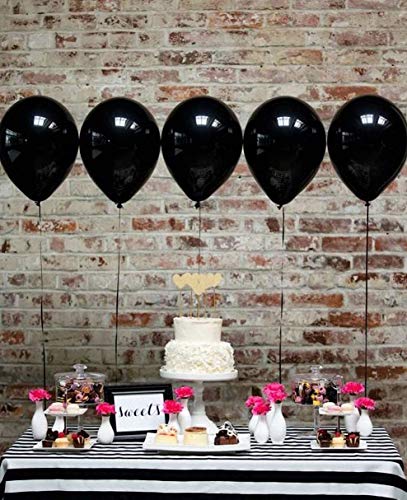KBZVNAF Black Balloons Latex Party Balloons - 50 Pack 12 inch Helium Matte Black Balloons for Wedding Graduation Baby Shower Birthday Party Decorations