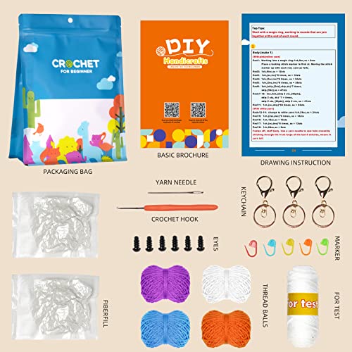ArwySciI Crochet Kit for Beginners,DIY Craft for Adults, Kids, Great Gift for Crochet Lovers, Crochet Animal Kits with Step by Step Videos,Crochet Hook,Birthday Gift, Holiday Gift