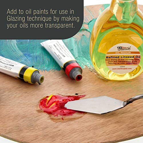 U.S. Art Supply Refined Linseed Oil, 125ml / 4.2 Fluid Ounce Container