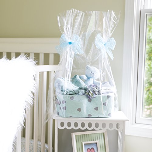 Purple Q Crafts Clear Basket Bags, 10 Pack Large Clear Cellophane Wrap for Baskets & Gifts 24"x30" 1.5 Mil Thick (10)