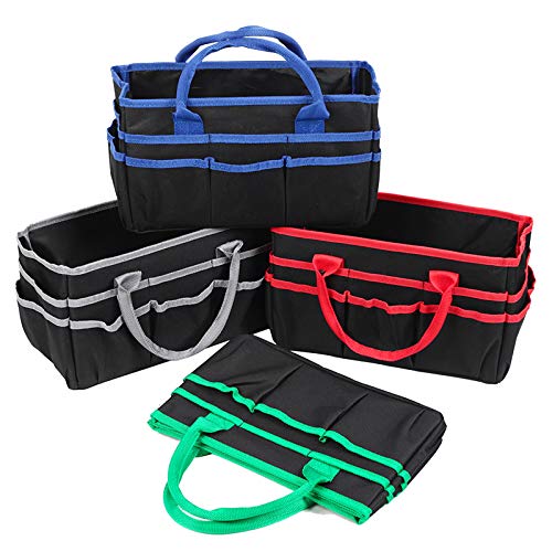 JJRING Craft and Art Organizer Tote Bag - 600D Red Nylon Fabric Art Caddy with Pockets - for Art, Craft, Sewing, Medical, and Office Supplies Storage