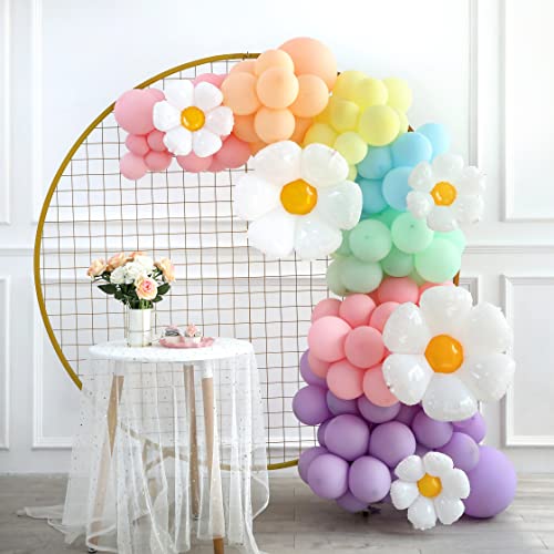Daisy Balloon Garland Arch Kit 157Pcs White Groovy Daisy Flower Macaron Pastel Balloons Garland for Baby Shower Daisy Theme Wedding Girls Birthday Two Groovy Boho Party Decoration