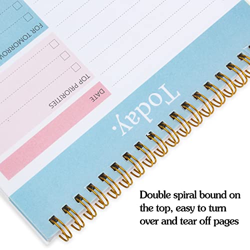 To Do List Notepad - Daily Planner Notepad Undated 52 Sheets Tear Off, 6.5" x 9.8" Checklist Productivity Organizer with Hourly Schedule for Tasks