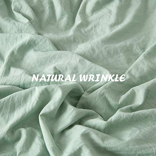 NexHome Light Green Duvet Cover Sets Queen Size 3 Piece Double Brushed Microfiber Queen Duvet Cover with Button Closure & Corner Tie 1 Breathable and Soft Duvet Cover 90x90 inches + 2 Pillow Shams