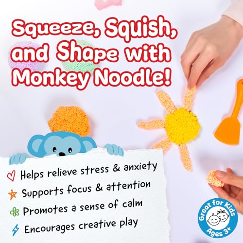 Monkey Foam from The Original Monkey Noodle - 5 Giant Blocks - Squishy Sensory Toys for Kids with Unique Needs - Fosters Creativity, Focus, and Fun - Great for Classrooms, Home, and Playtime (Ages 3+)