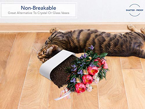 Royal Imports Flower Vase Acrylic Oval - Decorative Centerpiece for Home or Wedding - Non Breakable Plastic, 4" X12 Short Rounded - White