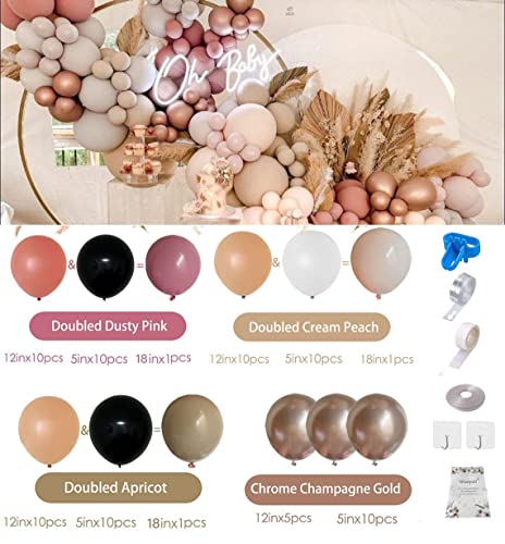 Woaipati Balloon Arch Garland Kit,Blush Nude Apricot Party Balloons Decoration Set for Retro Boho Wedding Baby Shower Bridal Engagement Anniversary Graduation Birthday Decorations