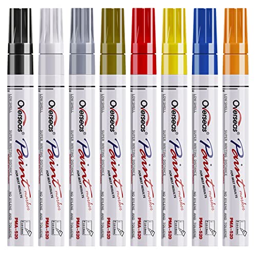 Paint Marker Pens - 8 Pack Assorted Color Permanent Oil Based Paint Markers, Waterproof, Quick Dry, Medium Tip, Paint Pen for Metal, Wood, Fabric, Plastic, Rock, Mugs, Canvas, Glass, Stone, Art Craft
