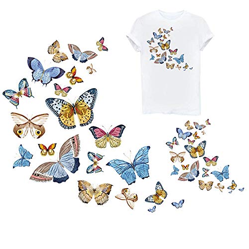 Ceresa Inc Butterfly Iron On Patches Heat Transfer Stickers Cute Appliques Repair and Decorate for Clothes Jackets Hats Backpacks Jeans,Kids Boys Girls with Waterproof A-Level Washable1Pcs 21 Patterns
