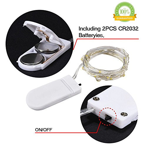 6 PACK 7Feet Starry String Lights Waterproof Fairy String Lights 20 Micro Starry Leds On Silvery Copper Wire CR2032 Batteries Included for Wedding Centerpiece Party Christmas Table Decor Warm White