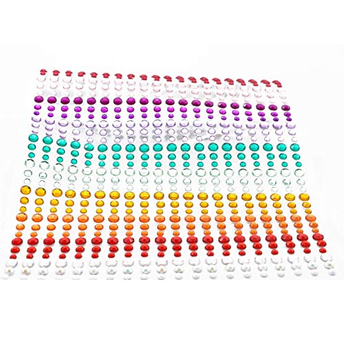 Self-Adhesive Rhinestone Stickers,15 Colors 900pcs,DIY Face Gems Body Stickers Nail Makeup 3mm 4mm 5mm Festival Carnival Embellishments for Crafts 1pcs