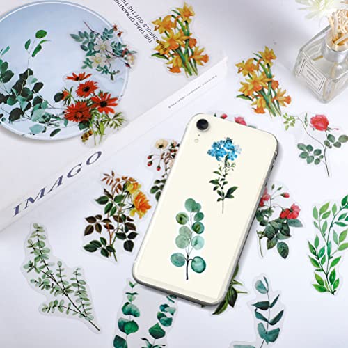 80 Pieces Natural Vintage Flower Stickers for Scrapbooking, Self-Adhesive Scrapbooking Stickers Supplies Journal for Adult Card Making Letters DIY (Style D)