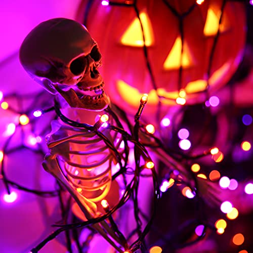 Toodour Halloween Lights Outdoor, 82FT 200 LED Halloween String Lights with Spooky Music Waterproof, Plug in Motion Sensor Orange & Purple String Light for Yard Bedroom Home Party Tree Halloween Decor