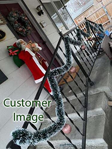 Christmas Tree Pine Green Frost Tip Tinsel Garland Snowy Metallic Streamers Green White Tinsel Garland Celebrate a Holiday Party Ceiling Hanging Decors Indoor and Outdoor Disco Party Supplies