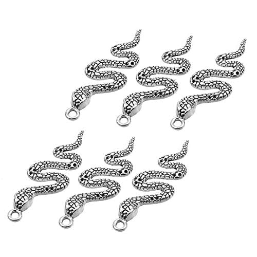 X Hot Popcorn 20 Pcs Alloy Snake Charms Mixed Smooth Metal Charms Pendants Accessory, DIY for Jewelry Making and Crafting(Silver)