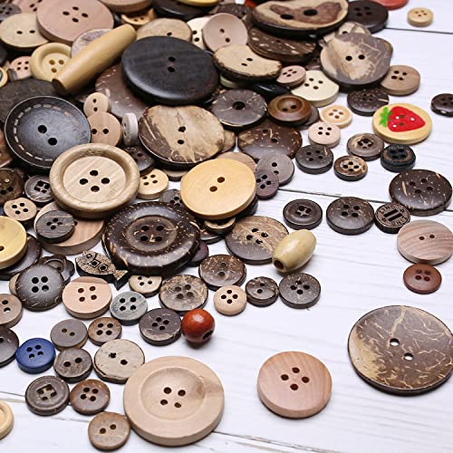 About 400 Wood Coconut Shell Button Resin Buttons, Sewing DIY Craft Buttons, Hand-Painted Decorative Buttons