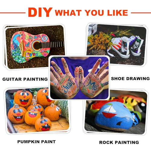 Mitoymia 36 Acrylic Paint Markers Pens for Pumpkins Painting Canvas Ceramic Rocks Wood Plastic Craft Supplies for Graffiti Christmas Easter Egg