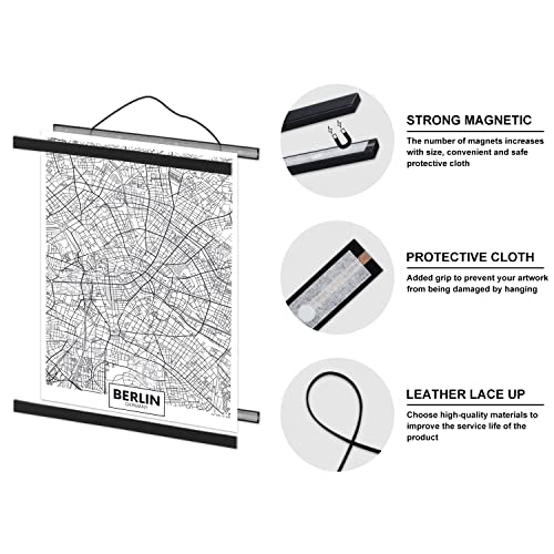 8x10 8x12 8x18 Poster Frame, Magnetic Light Wood Wooden Frame Hanger for Photo Picutre Canvas Artwork Art Print Wall Hanging (1 Pack, 8", Black)