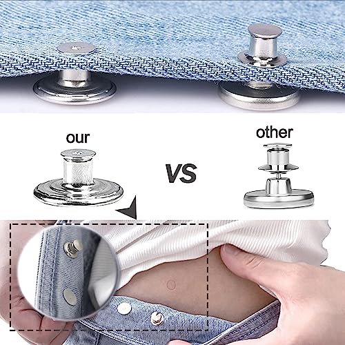 60 Sets Jean Buttons Pins, 17mm and 20mm No-Sew Removable Metal Buttons for Jeans, Jean Button Replacement Repair Combo Rivets and Screwdrivers in Storage Box, Women and Men's Jeans Clothing Supplies