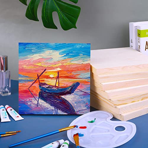 ADXCO 8 Pack Wood Panels 8 x 8 Inch Unfinished Wood Canvas Wooden Panel Boards for Painting, Pouring, Arts Use with Oils, Acrylics