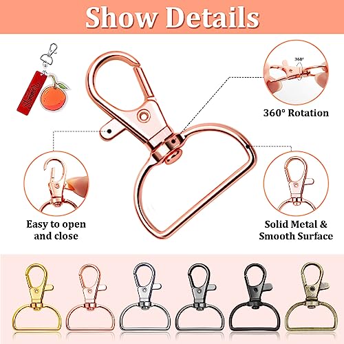 PAXCOO Keychain Bulk with Key Chain Swivel Hook D Rings and Slide Buckles for Handbag Purse Hardware Craft (1 Inch)