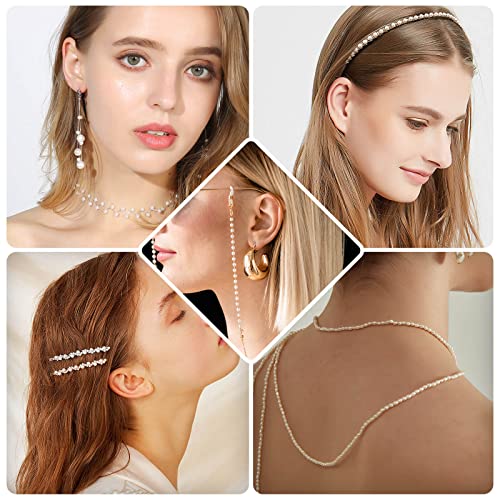 anezus Pearl Beads for Craft, 2000pcs Ivory Faux Fake Pearls, 4 MM Small Sew on Pearl Beads with Holes for Jewelry Making, Bracelets, Necklaces, Hairs, Crafts, Decoration and Vase Filler