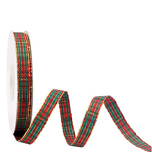 Christmas Checkered Plaid Ribbon 25 Yard Each Roll 100% Polyester Woven Edge Gingham Ribbon for Christmas Crafts, Gift Wrapping (Special Design 3/8 Inch(9mm))